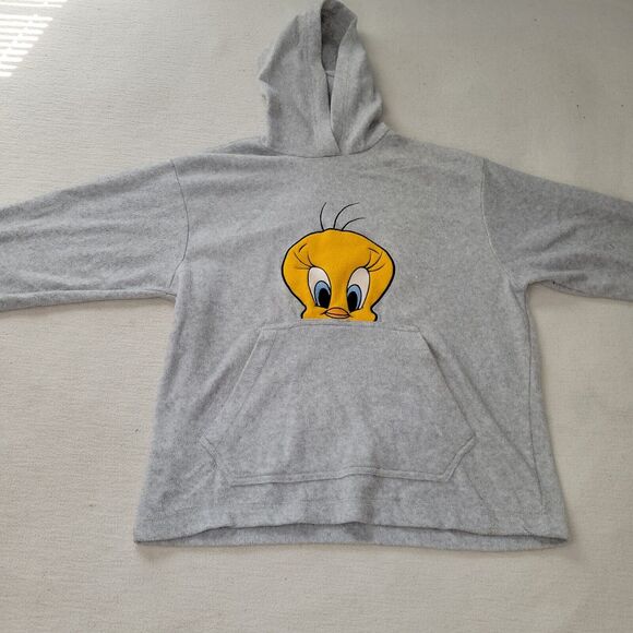 Vtg Looney Tunes Sweatshirt Sz M Womens Tweety Bird Hoodie 90s Retro Y2K Cartoon - Picture 3 of 16